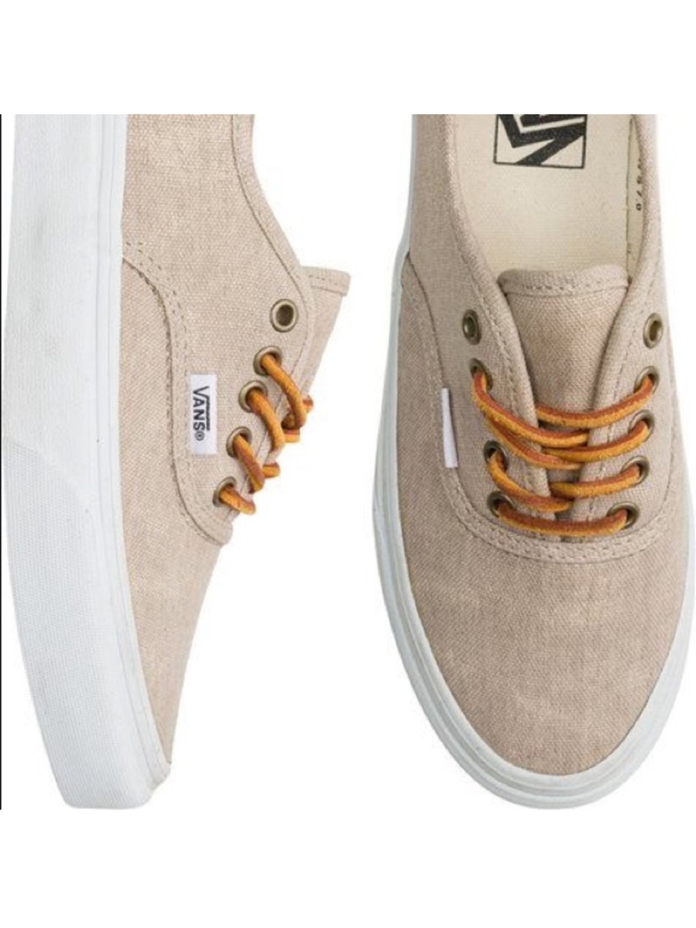 Burlap Low Vans with Leather Laces